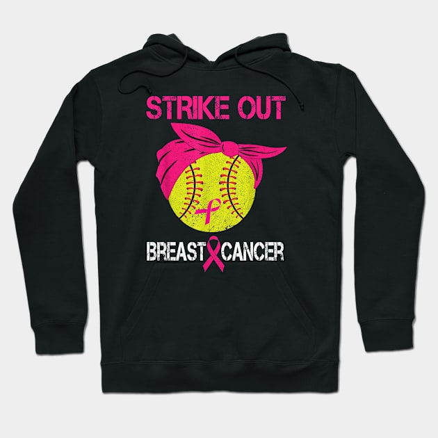 Strike Out Breast Cancer Baseball Fight Awareness Men Women Hoodie by The Design Catalyst